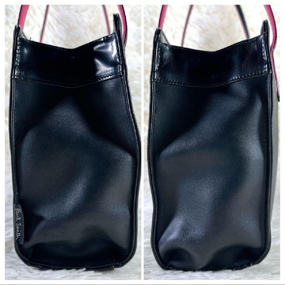 Paul Smith Black & Pink Leather Trimmed Satchel Bag - Picture 4 of 11